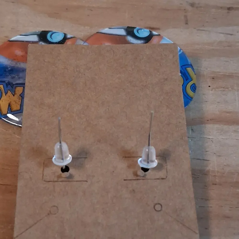Handmade Marill Earrings Round Resin Card Jewelry Hook Back Blue Bounce